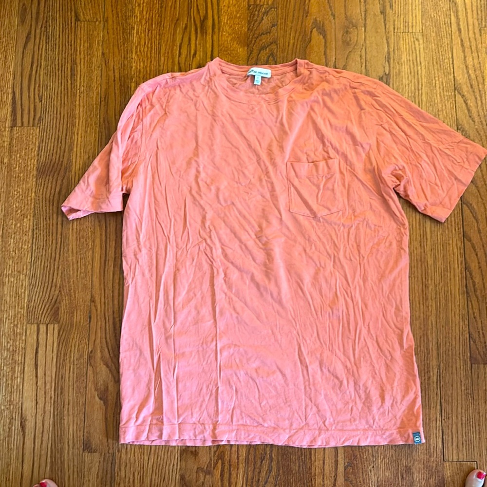 Peter Millar coral colored T shirt